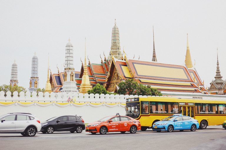 temples and taxis in Bangkok, Thailand